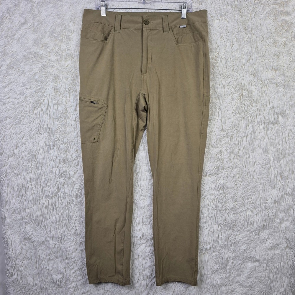 Simms Mens 34W Fishing Pants Khaki Tan Outdoor Cargo Hiking Trousers RN103631
